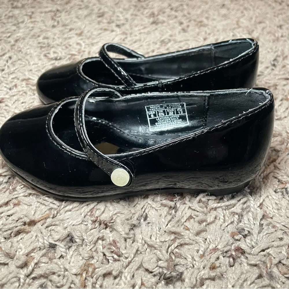 Girls Polo Ralph Lauren Alyssa black Mary Jane dress shoes‎